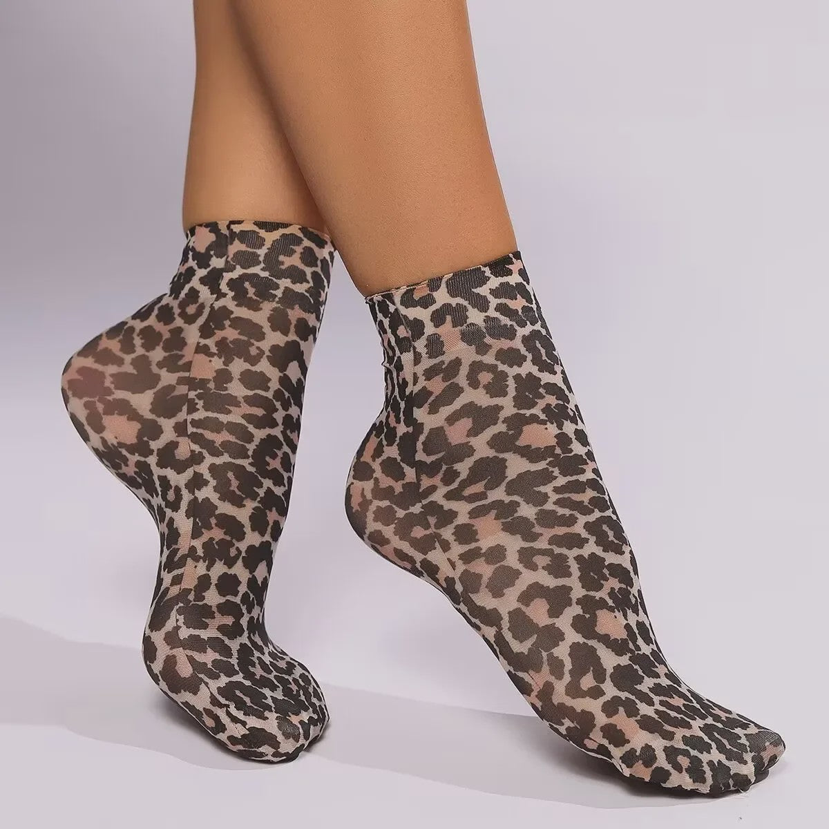 Leopard Print Korte Sokken - Zomerse Enkel Sokken met Bloemenpatroon