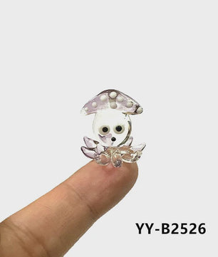 Schattig Mini Glazen Calamari Beeldje - Japans Stijl Zeedier Ornament voor Tafel & Aquarium Decoratie