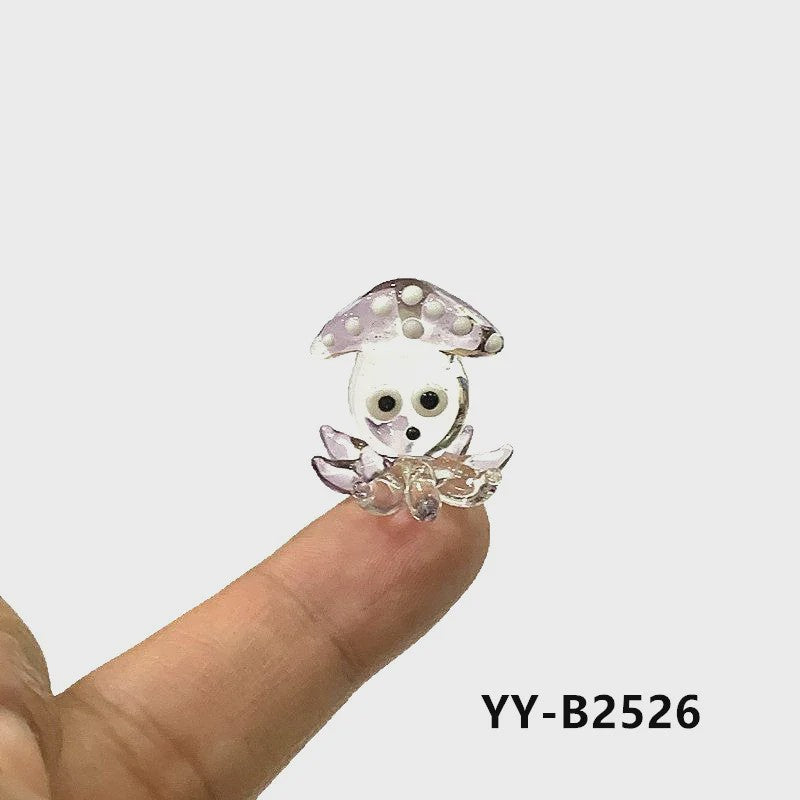 Schattig Mini Glazen Calamari Beeldje - Japans Stijl Zeedier Ornament voor Tafel & Aquarium Decoratie