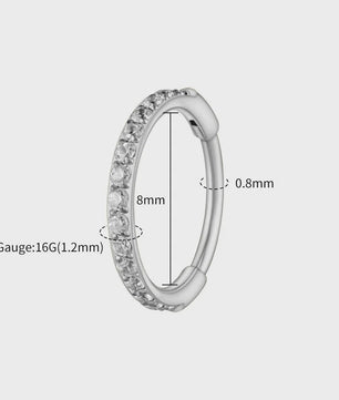 Chique Titanium Huggie Hoop Oorbel met Zirkonia - 16G Piercing Sieraden