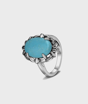 S925 Zilveren Ring met Ovaal Natuurlijke Turkoois - Fijne Sieraden voor Dames en Heren