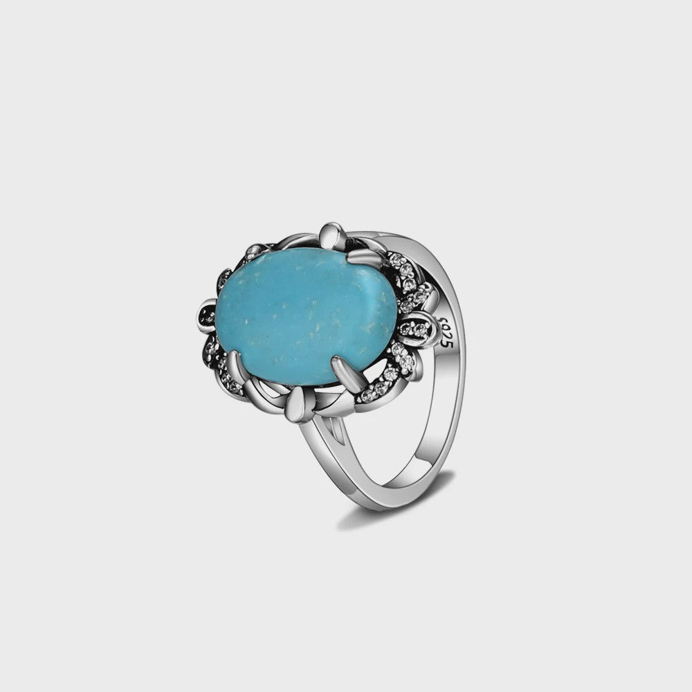 S925 Zilveren Ring met Ovaal Natuurlijke Turkoois - Fijne Sieraden voor Dames en Heren