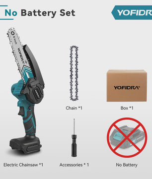 YOFIDRA 6-Inch Snoerloze Elektrische Kettingzaag - Krachtig Snoeien & Houtkloven (21V Batterij)