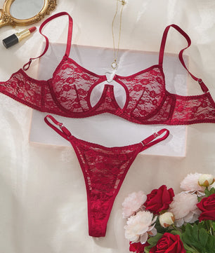 Elegante kanten BH en slip set met hartsluiting - Comfortabel en stijlvol