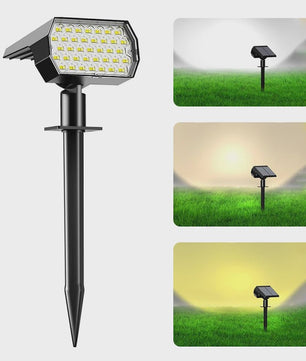 Solar Tuinspots Buiten - 74 LED, 3 Kleuren, IP65 Waterdicht, 2-in-1 Grondspots voor Tuin, Pad & Oprit