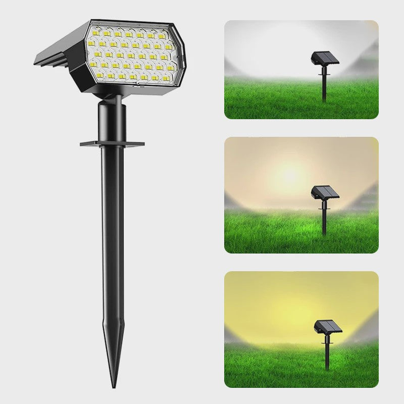 Solar Tuinspots Buiten - 74 LED, 3 Kleuren, IP65 Waterdicht, 2-in-1 Grondspots voor Tuin, Pad & Oprit