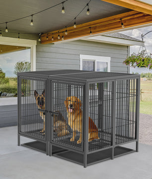 Heavy Duty Hondenbench 52 Inch Extra Groot Metaal met Uitneembaar Tussenschot - Trainingskennel & Speelpen