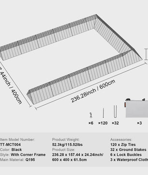 Grote Kipren Tunnel 400 cm - Draagbare en Uitbreidbare Ren voor Kippen en Kleinvee