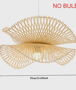 Japanse Bamboe Hanglamp 55cm - Handgeweven Rotan Plafondlamp voor Sfeervolle Woonkamer & Keuken