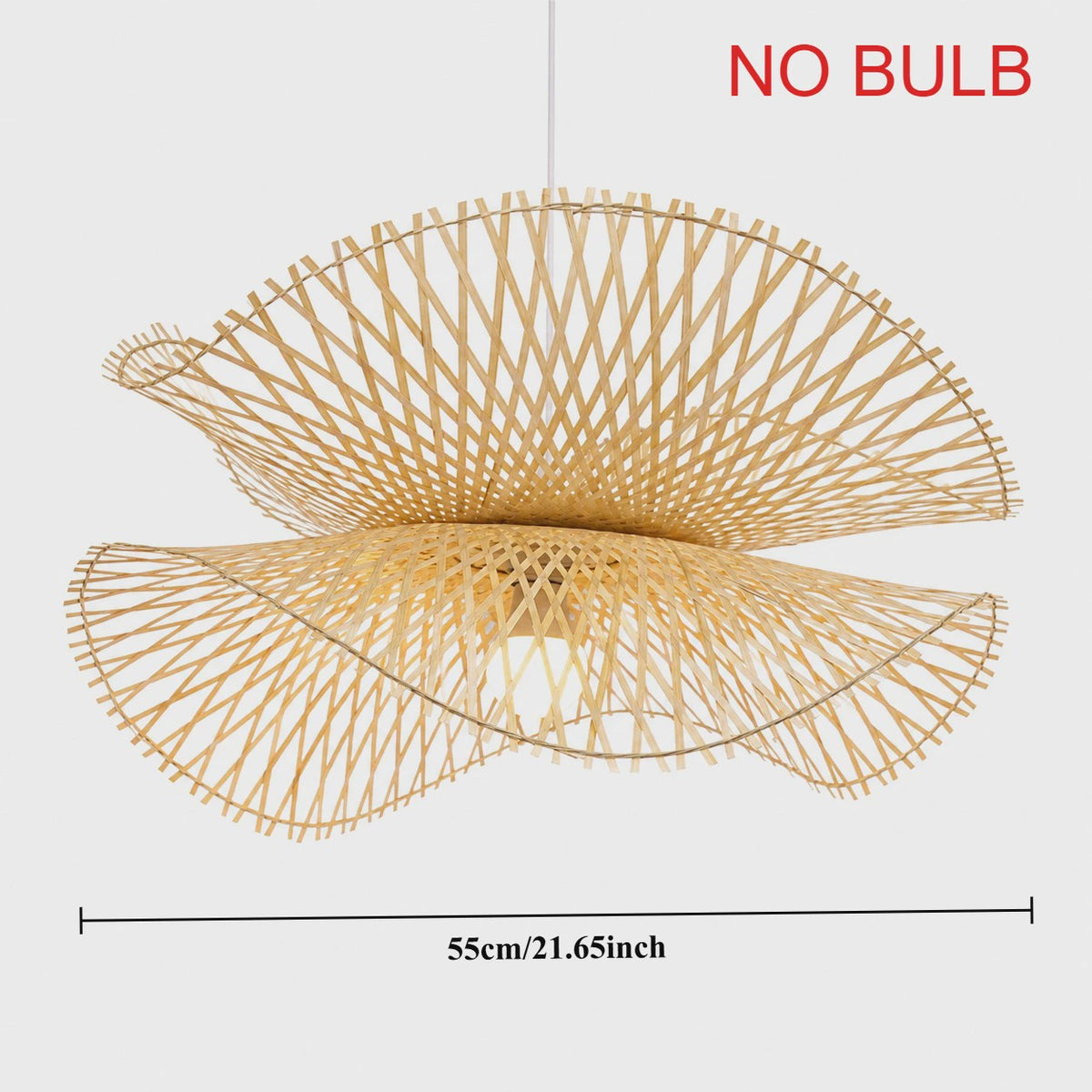 Japanse Bamboe Hanglamp 55cm - Handgeweven Rotan Plafondlamp voor Sfeervolle Woonkamer & Keuken