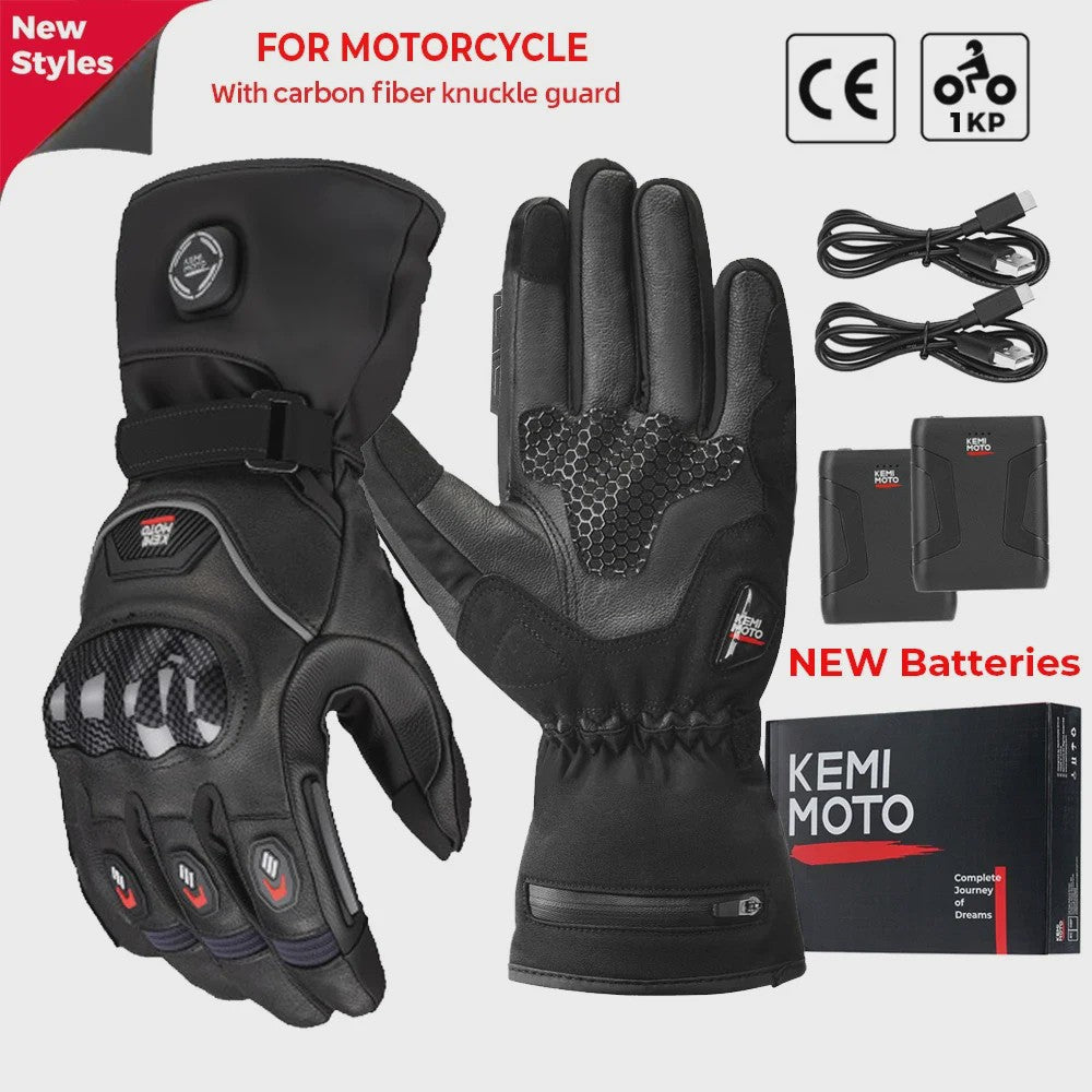 KEMIMOTO Elektrische Motorhandschoenen - Waterdicht, Verwarmd met Touchscreen & CE-certificering