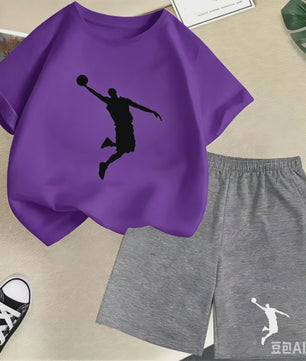 Kinder T-shirt en Short Set - Zomer Sportieve Mode met Grafische Print