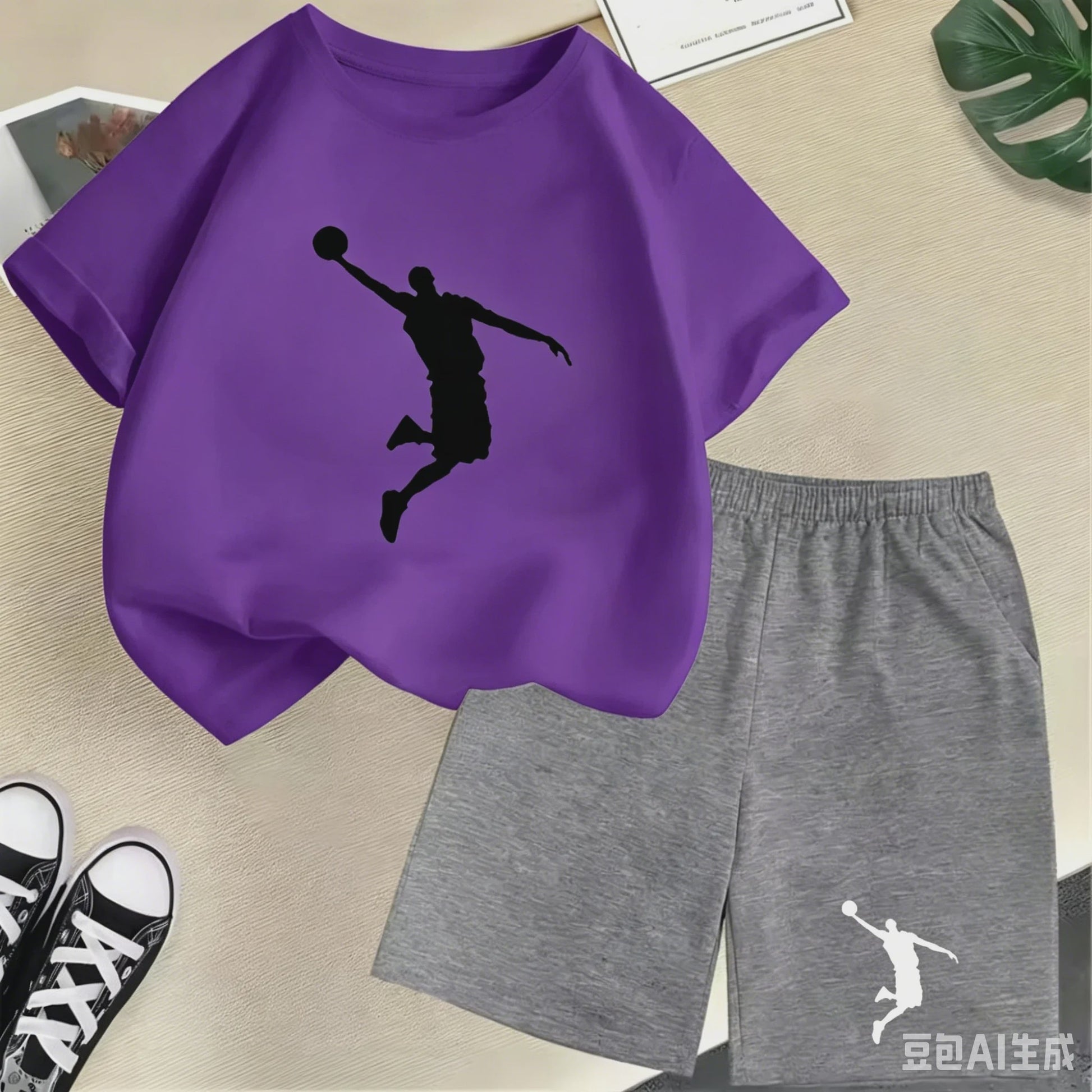 Kinder T-shirt en Short Set - Zomer Sportieve Mode met Grafische Print