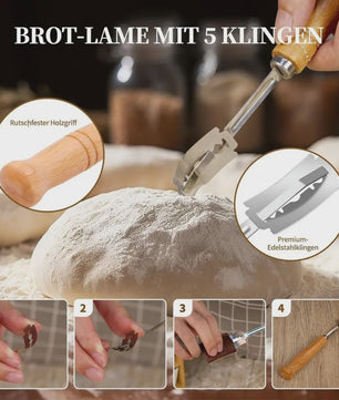 Complete Sourdough Brood Bakset: Gistingmand, Starterglas & Bakgereedschap