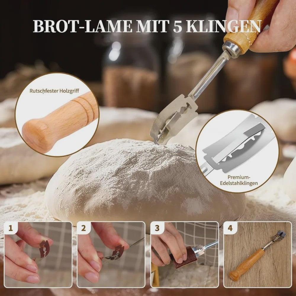 Complete Sourdough Brood Bakset: Gistingmand, Starterglas & Bakgereedschap