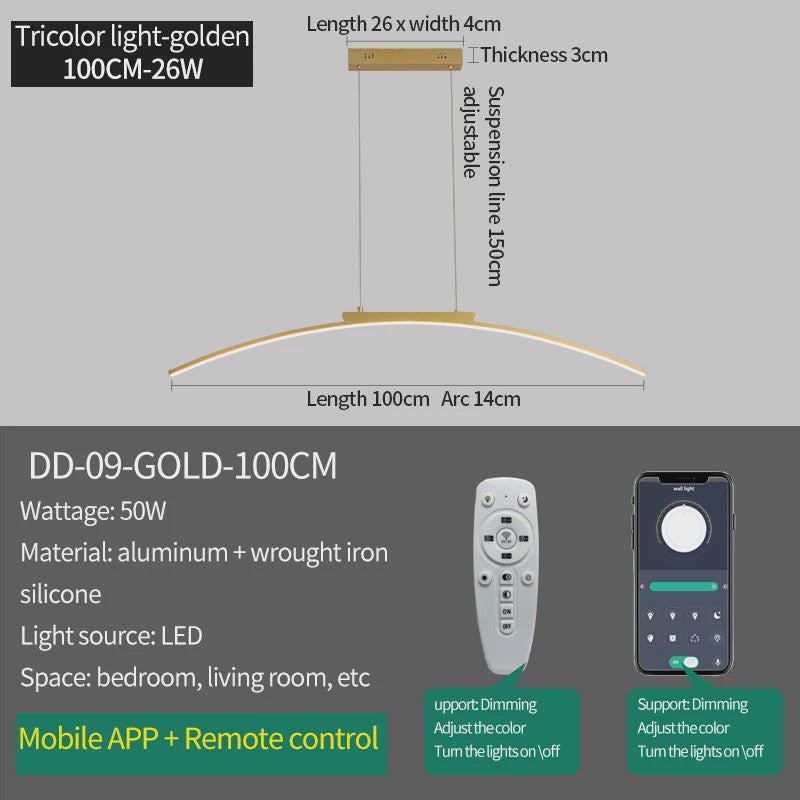 Moderne LED Boog Hanglamp - Stijlvolle Verstelbare Plafondlamp voor Eetkamer & Keuken
