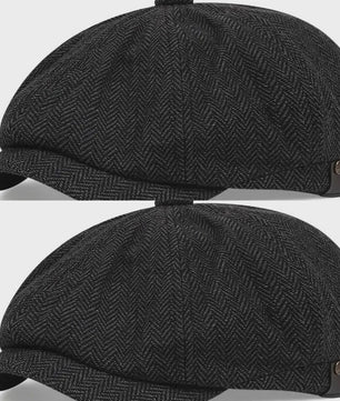 Vintage Heren Oktagonale Pet - Stijlvolle Visgraat & Streep Casual Hoed voor Dagelijks Gebruik