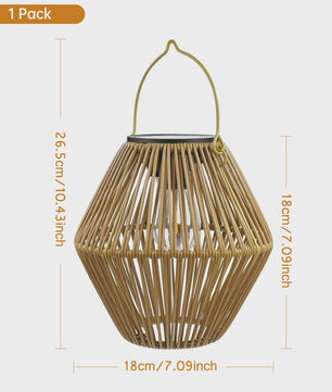 Zonne-energie Lantaarn voor Buiten - Waterdichte Hangende Rotan Decoratie voor Tuin & Terras