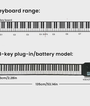 Draagbare Oprolbare Piano 88 Toetsen - Flexibel Silicone Keyboard voor Thuis Oefenen