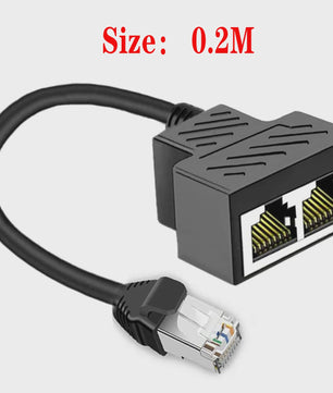 RJ45 Netwerk Splitter Adapter 1 Male naar 2 Female - CAT6/CAT5 Compatibel