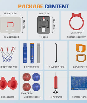 Verstelbare Kinder Basketbalring met Standaard en 4 Ballen - Indoor & Outdoor Speelplezier