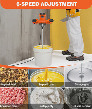 Krachtige 2800W Handmixer voor Verf, Gips, Mortel en Lijm - 6 Snelheden