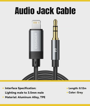 Essager USB-C naar 3.5mm Audio Jack Adapter Kabel - Hoge Kwaliteit Geluid voor Telefoons & Speakers