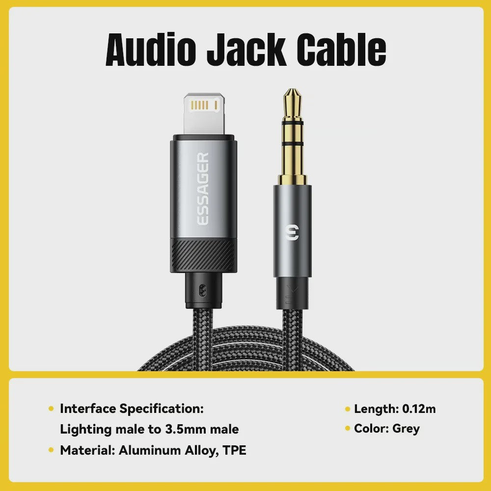 Essager USB-C naar 3.5mm Audio Jack Adapter Kabel - Hoge Kwaliteit Geluid voor Telefoons & Speakers