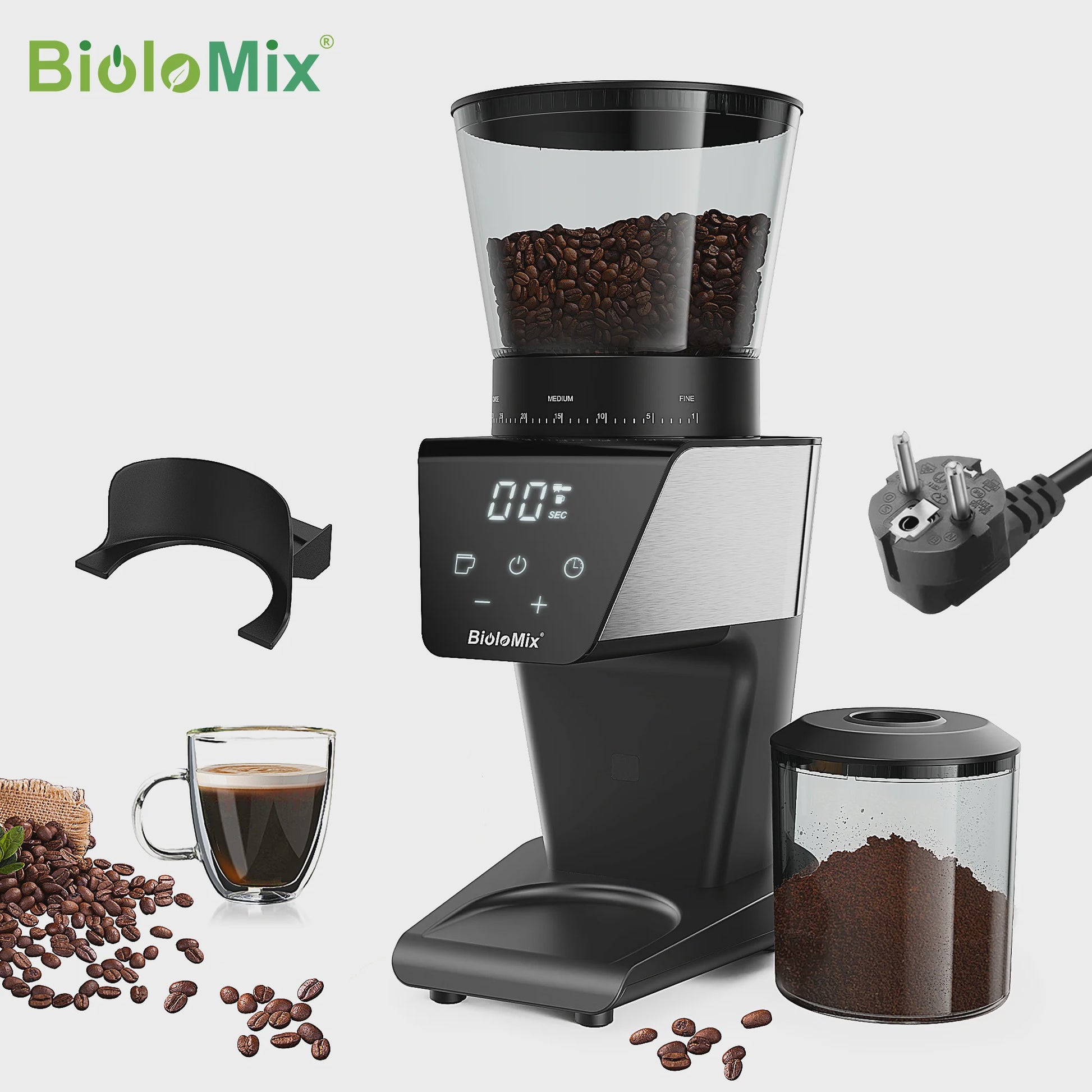 BioloMix Elektrische Koffiemolen CG210 - 30 Precisie Maalstanden voor Espresso, Americano & Pour Over