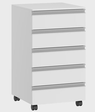 Mobiel Archiefkastje met 5 Lades - Wit Rolcontainer voor Kantoor & Thuiswerkplek