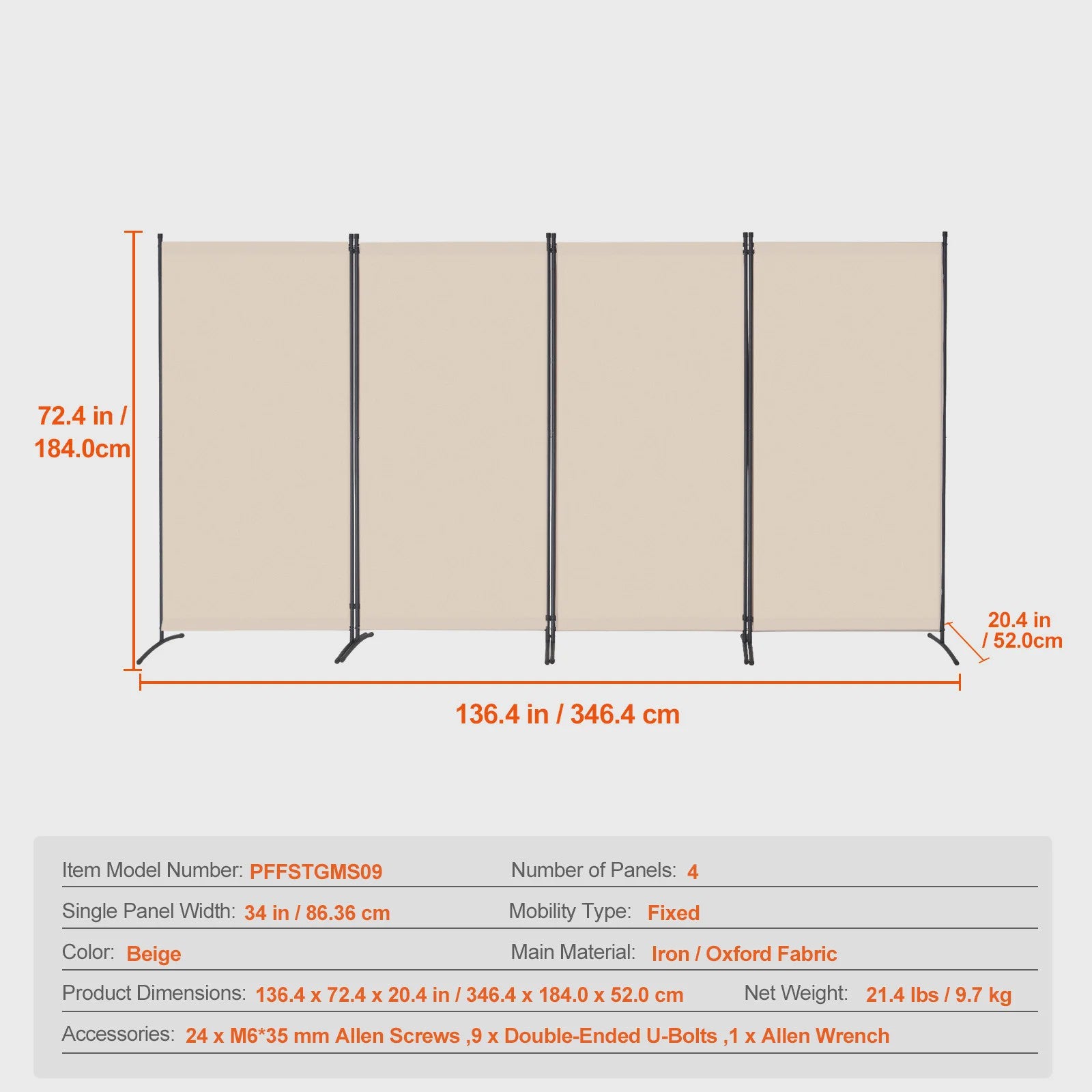 Modulair Kamerscherm 3/4/6 Panelen - Flexibele Afscheiding voor Kantoor, Slaapkamer, Hotel