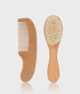 Babyset: Houten Babyborstel en Kam - Zacht voor de Babyhuid