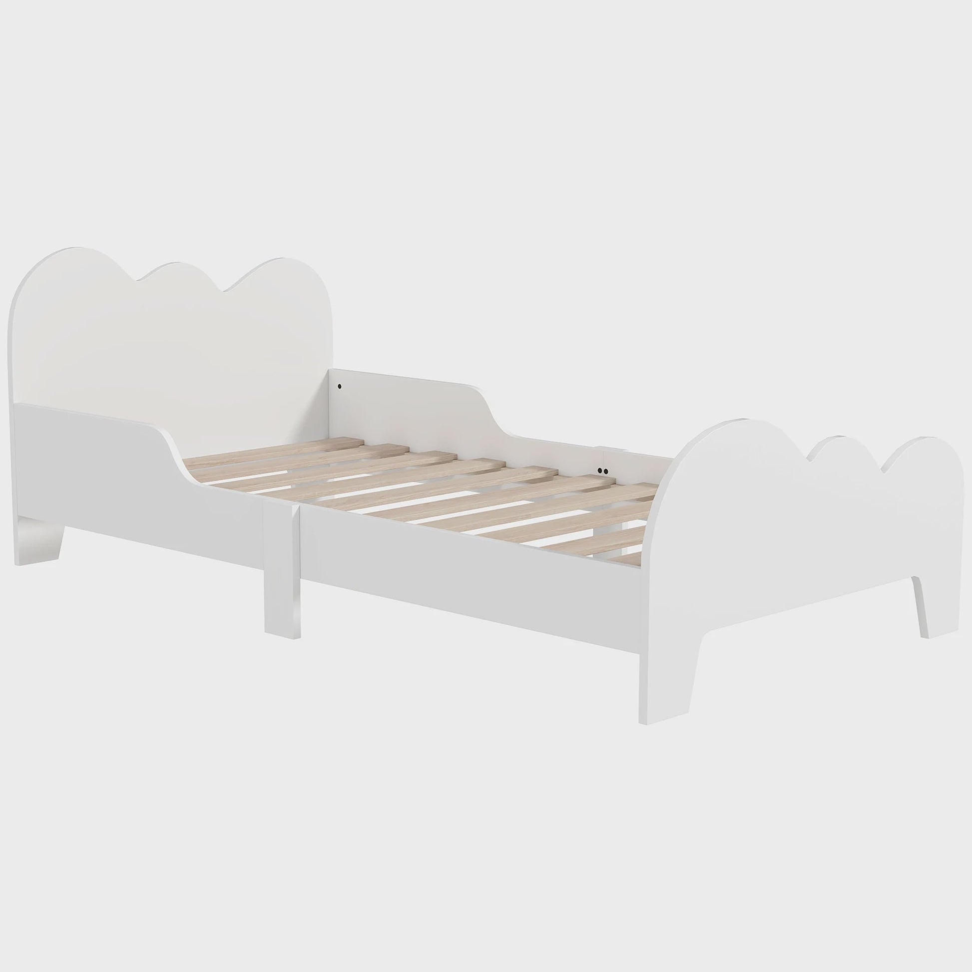 Wit Kinderbed 140x70 cm met Wolk Thema en Veiligheidsrekje