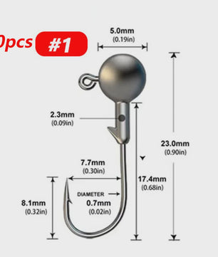 50-delige Set Jig Kop Haken voor Vissen | Diverse Gewichten (1g-5g)
