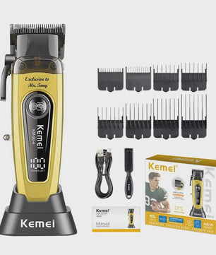 Professionele Oplaadbare Tondeuse en Baardtrimmer - Goudkleurig - Kemei KM-90-4