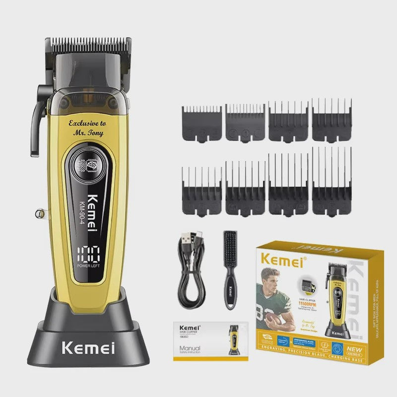 Professionele Oplaadbare Tondeuse en Baardtrimmer - Goudkleurig - Kemei KM-90-4