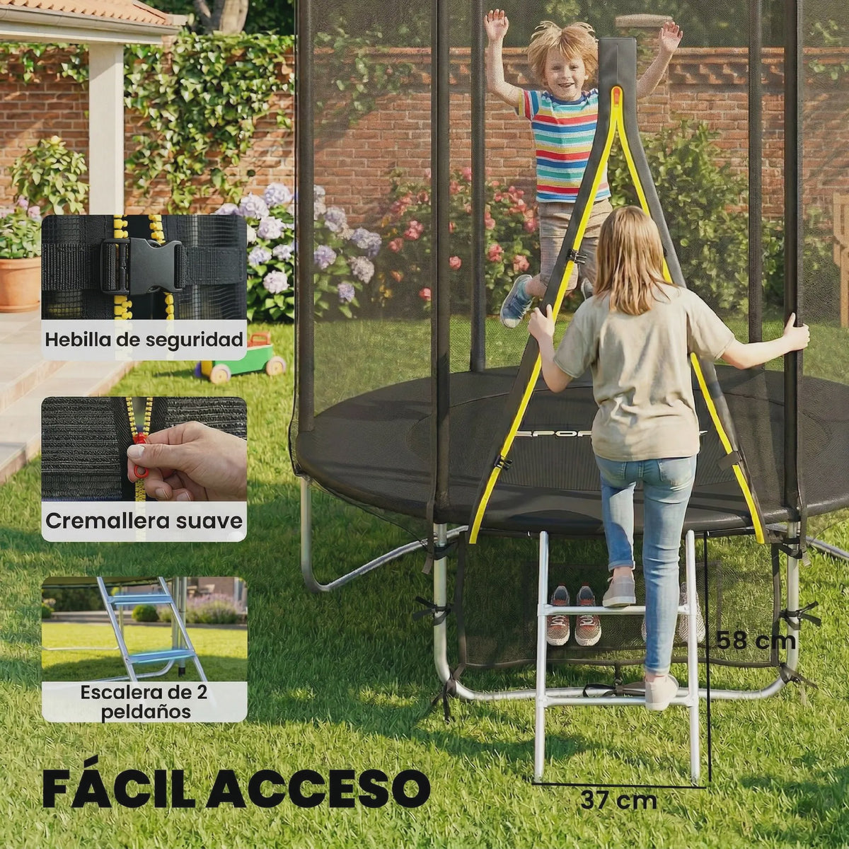 Sportnow Outdoor Trampoline Ø183 cm met Veiligheidsnet - Plezier voor +6 Jaar