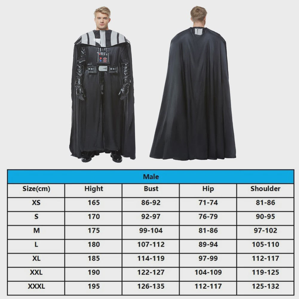 Darth Vader Cosplay Kostuum Heren - Compleet Halloween Verkleedpak met Cape