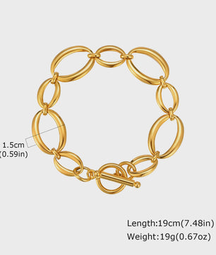 Gouden Chunky Schakelarmband met OT Sluiting - Roestvrij Staal, Aanslagvrij
