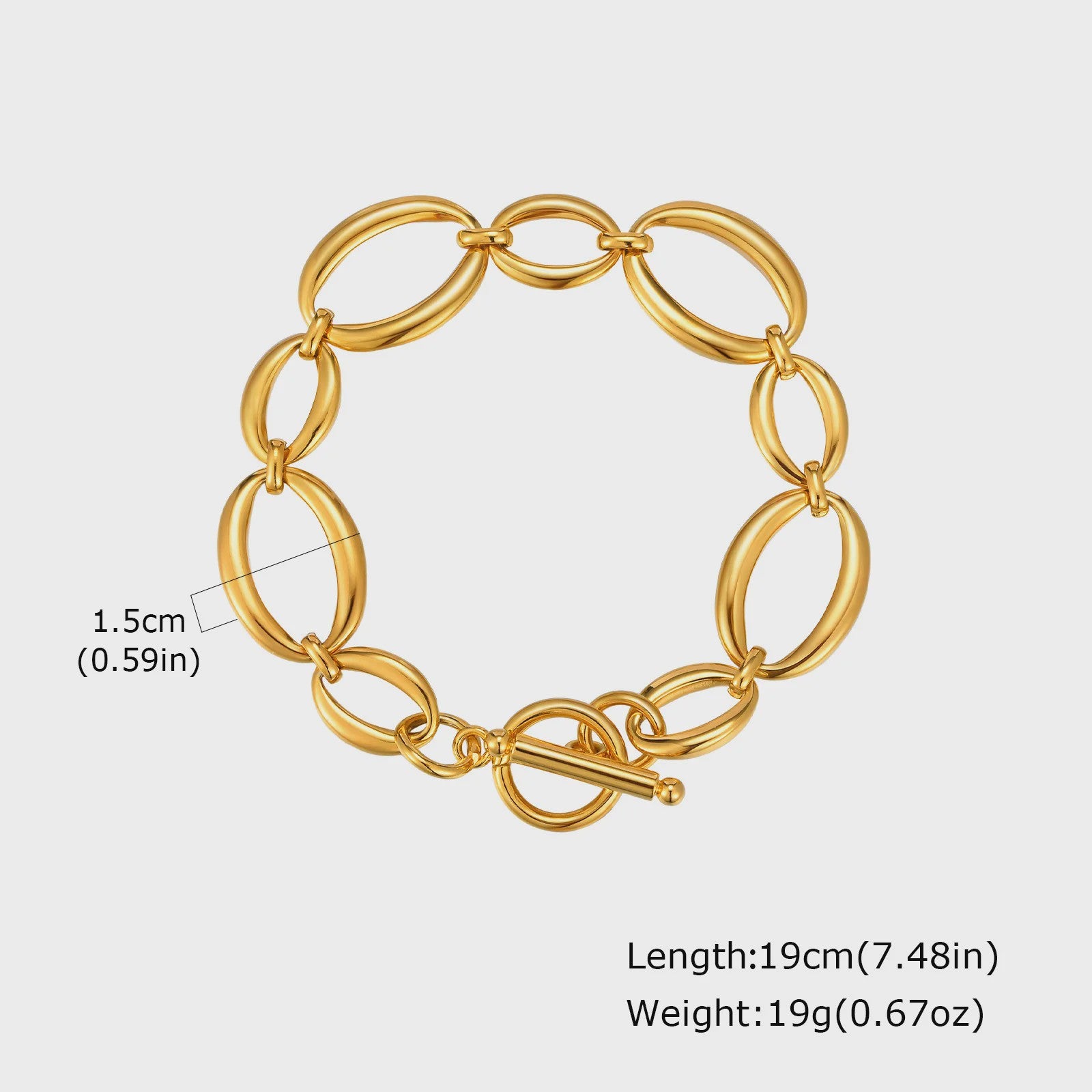 Gouden Chunky Schakelarmband met OT Sluiting - Roestvrij Staal, Aanslagvrij
