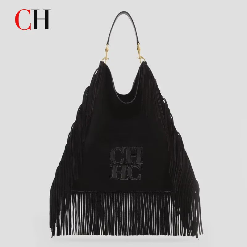 CH Dames Hobo Tas met Franjes - Suèdelook, Grote Capaciteit, Schoudertas & Crossbody
