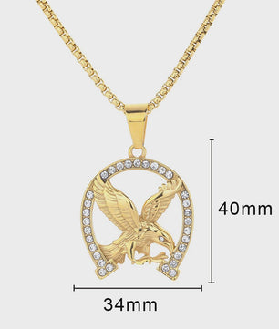 Gouden Eagle Hanger Ketting met Bling - Roestvrij Staal Iced Out Dieren Sieraad voor Heren & Dames