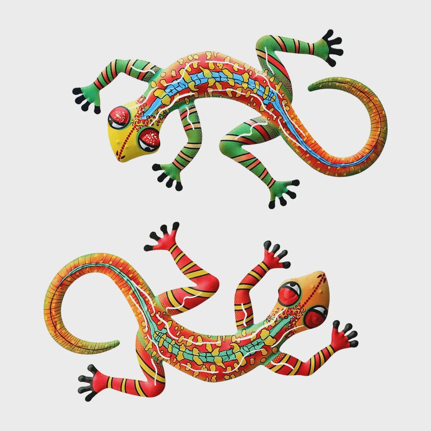 Set van 2 Metalen Muurdecoratie Hagedissen - Levendige Gecko's voor Buiten & Binnen
