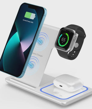 3-in-1 Draadloze Oplaadstandaard voor iPhone, Apple Watch & AirPods - Opvouwbaar