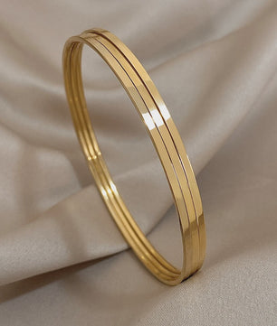 Set van 3 Gouden Bangle Armbanden - 18K Verguld Roestvrij Staal