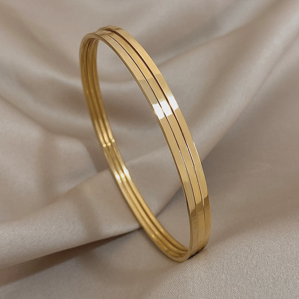 Set van 3 Gouden Bangle Armbanden - 18K Verguld Roestvrij Staal