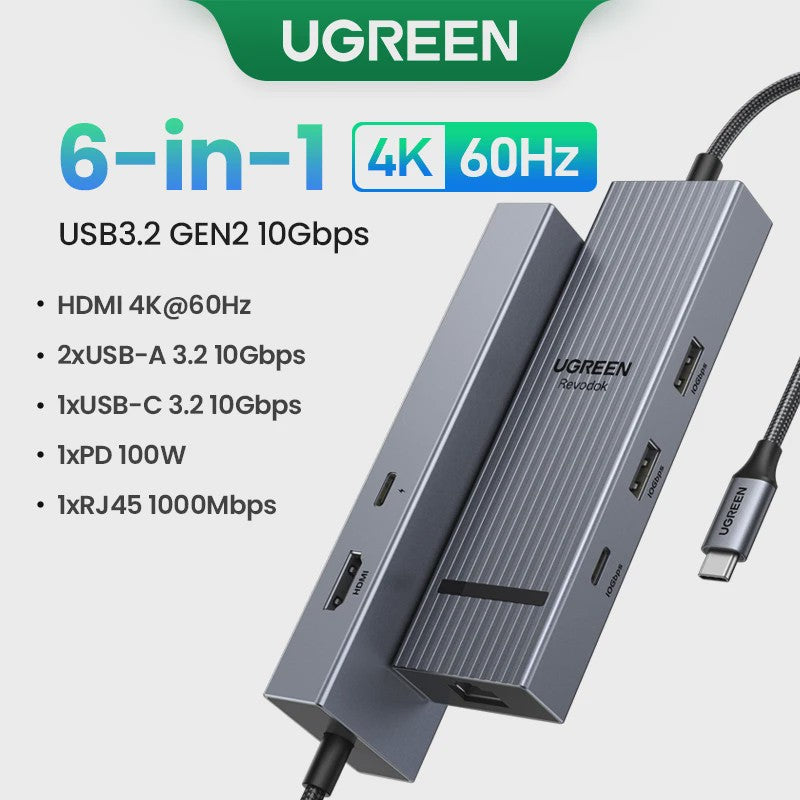 UGREEN USB-C Hub 10Gbps, 4K@60Hz HDMI, 100W PD Docking Station
