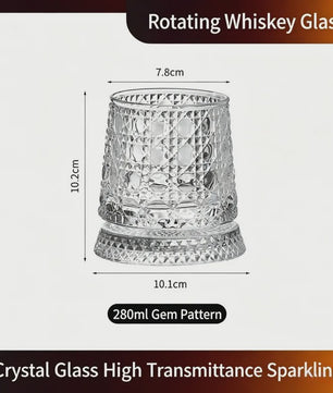 Draaibaar Kristallen Whiskey Glas - 280ml Premium Tumbler voor Cocktails & Feesten