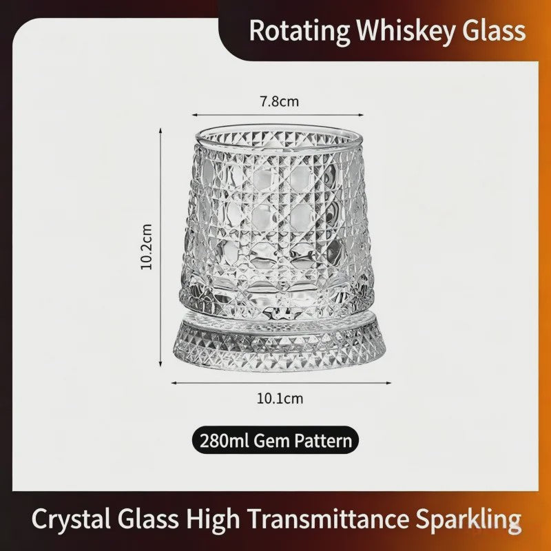Draaibaar Kristallen Whiskey Glas - 280ml Premium Tumbler voor Cocktails & Feesten
