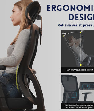 Ergonomische Bureaustoel met Hoge Rugleuning, Verstelbare Hoofdsteun en 150kg Draagkracht